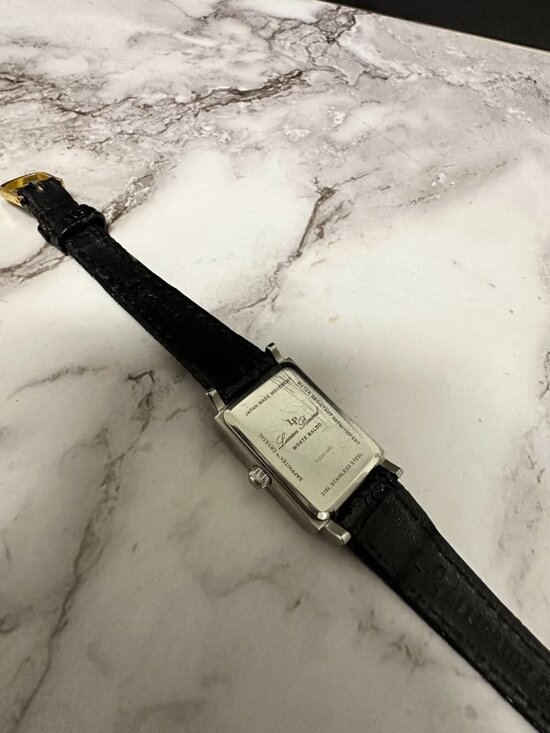 Lucien Piccard Tank Watch Women Mother of Pearl Dial Patent Leather Band 9\